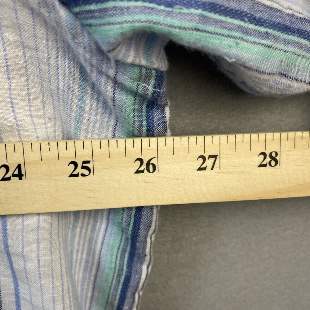 Tommy Bahama Shirt Mens XXL Light Blue Striped‎ Button Up Linen Blend Sorona 2XL - Picture 7 of 14